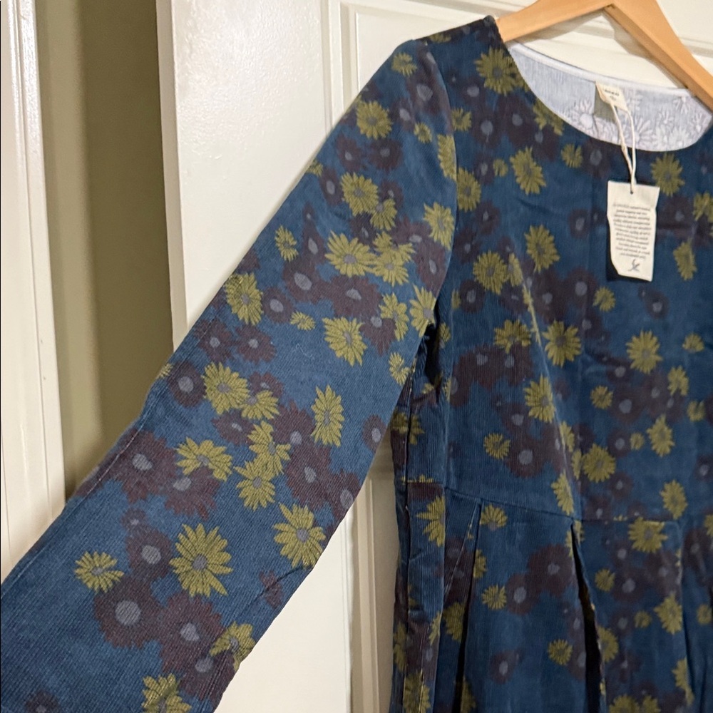 Lintico cotton Floral Long-Sleeve Midi Dress S oversized - Picture 6 of 12